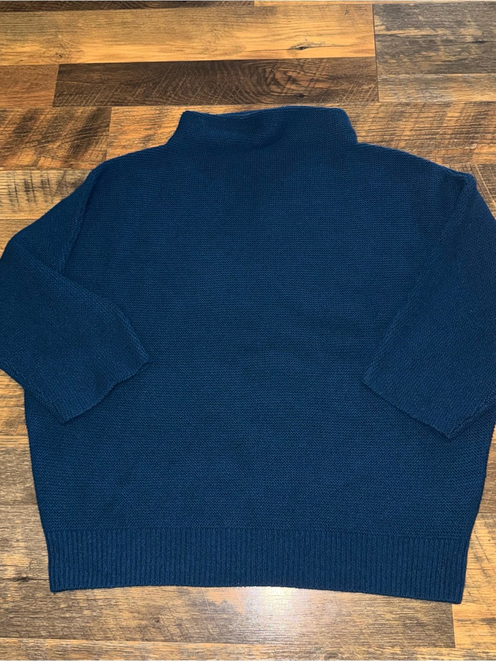 The Reset R Label Navy Teal Blue Mock Neck Sweater - Women's Cozy Knit